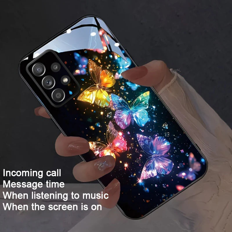 Colorful Butterfly Print Tempered Glass Case for iPhone 7, 8 Plus, X, XR, XS, 11, 12, 13, 14, 15, 16, 17 Pro Max, 16E, 17Air – Luxury Glossy Back Cover