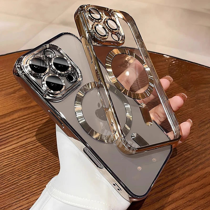 Official Desert Gold Phone Case For iPhone 17 Air 16 15 Pro Max Plus Clear Magsafe Magnetic Lens Protect Soft Cover