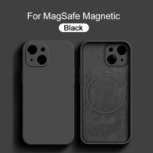 Original Magnetic For Magsafe Case For iPhone 15 14 13 12 11 Pro Max XS XR X  Plus Cases Liquid Silicone Wireless Charge Cover