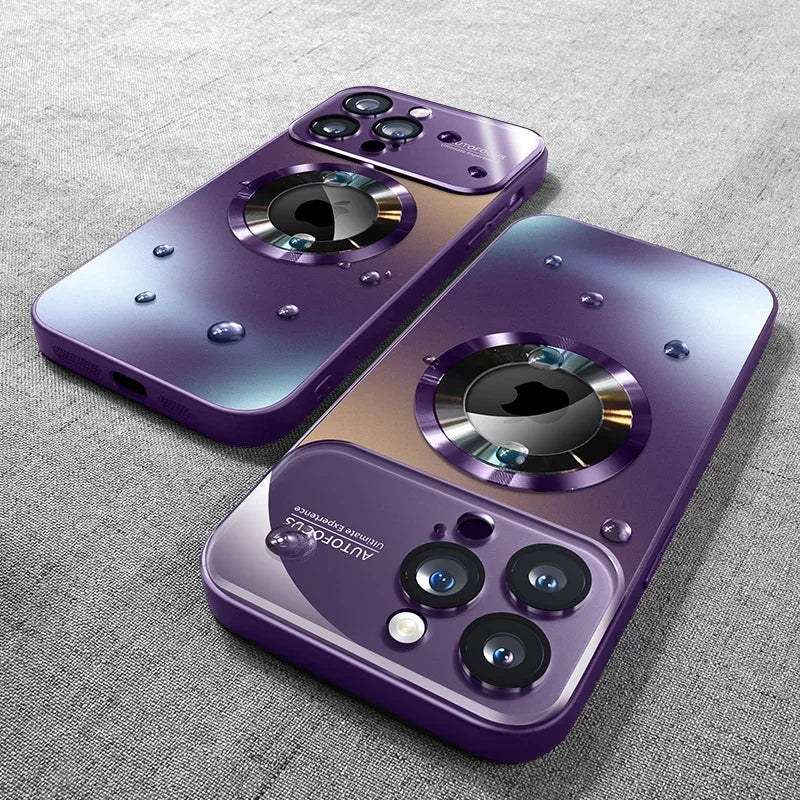 New Titanium Metallic Luxury Matte Case For iPhone 16 15 14 13 12 11 Pro Max Plus For Magsafe Glass Lens Camera Protection Cover