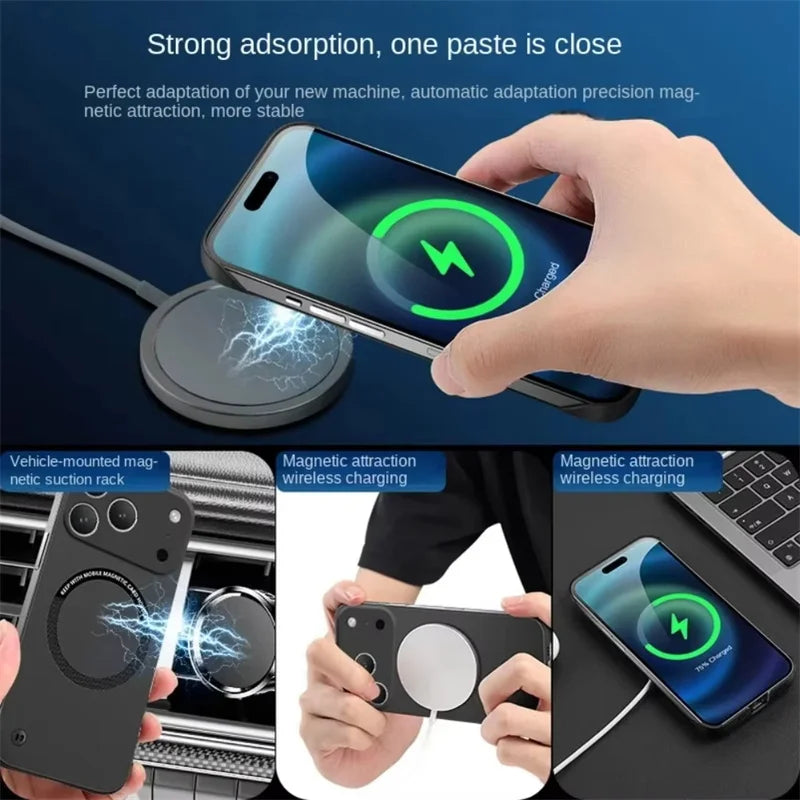 Ultra Thin Hard PC Magnetic Frameless Phone Case For Magsafe For iPhone 17 Air 16 15 14 13 Pro Max Plus Matte Color Solid Cover