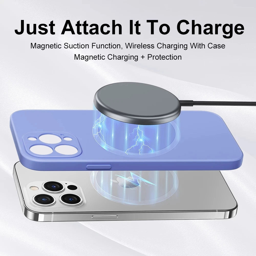 Original Magnetic For Magsafe Case For iPhone 15 14 13 12 11 Pro Max XS XR X  Plus Cases Liquid Silicone Wireless Charge Cover