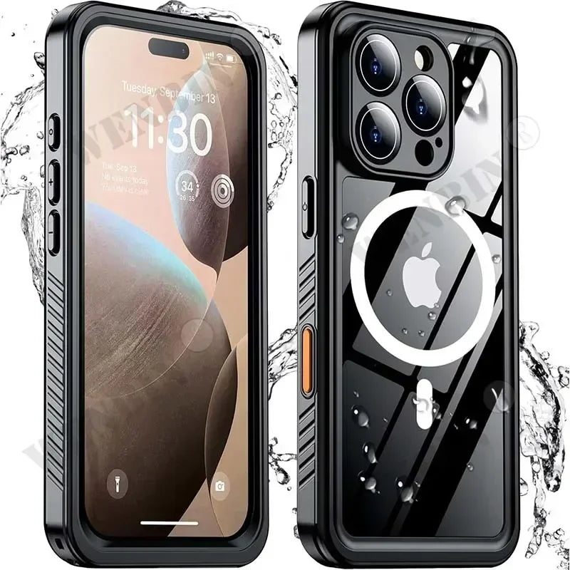 Waterproof Case For iPhone 17 16 15 Pro Max Plus Full Body Protective Cover Swim Underwater Diving Magsafe Magnetic Fundas