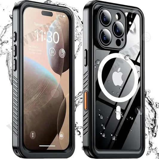 Waterproof Case For iPhone 17 16 15 Pro Max Plus Full Body Protective Cover Swim Underwater Diving Magsafe Magnetic Fundas