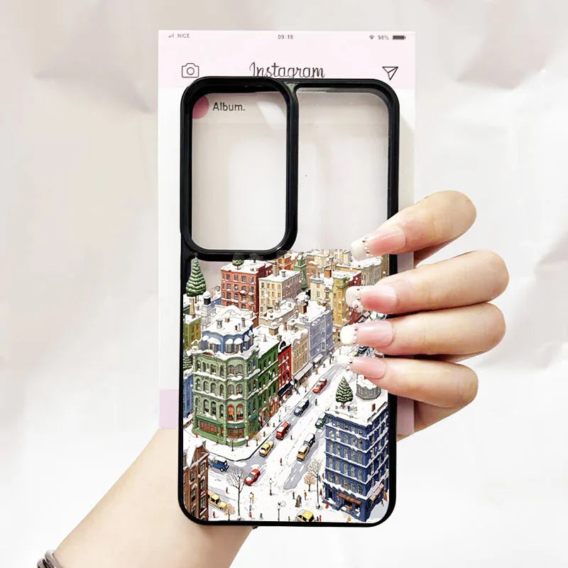 Cute Winter Snow Christmas Santa Case for Samsung Galaxy S23–S25 Series | Clear Holiday Phone Cover