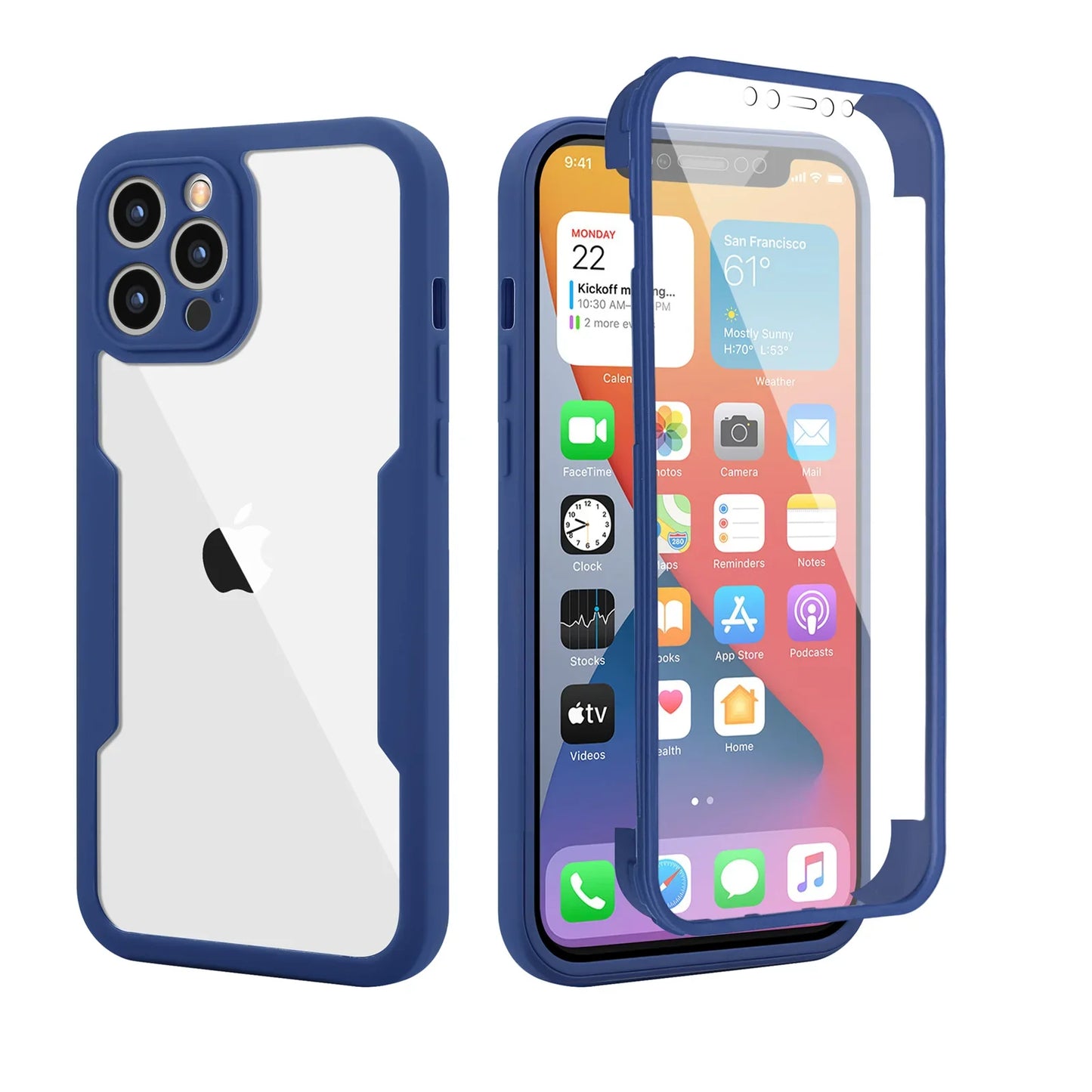 Shockproof 360 Clear Phone Case for iPhone 13 12 11 Pro Max X XS XR 7 8 Plus Cover Camera Lens Screen Full Protection