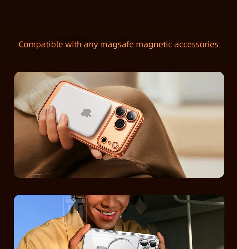 Lightweight Soft TPU Plating Case for iPhone 17 pro max 17 Air 16 15 14 13 12 11 Pro Max Plus Maga safe Magnetic Lens Protect Clear Cover