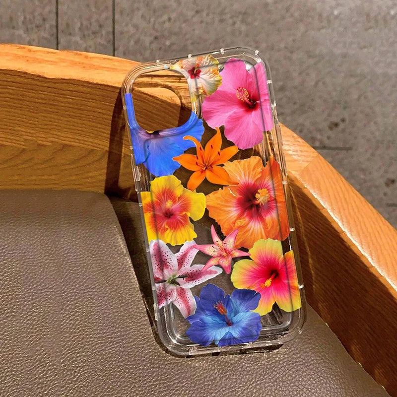 Pink Trumpet Flower Transparent Shockproof Soft TPU Phone Case For IPhone 16 Pro Max 15 14 13 12 11 XS X XR 7 8 Plus SE2020 Case
