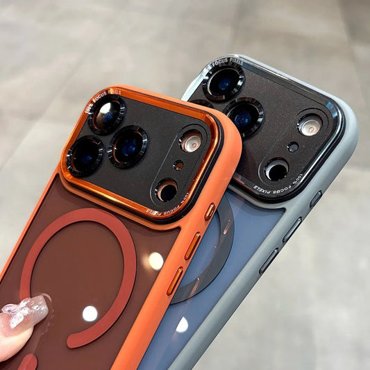 Business Transparent Magsafe Case for iPhone 14 13 12 11Pro Max Plating Camera Protection Cover for iPhone 17 Air