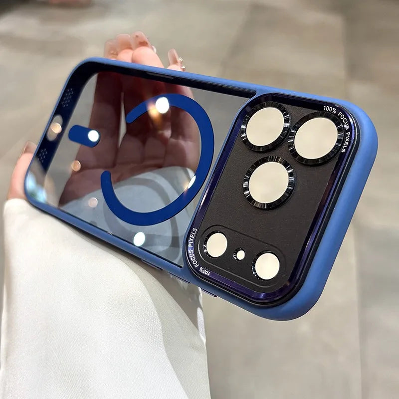 Business Transparent Magsafe Case for iPhone 17 16 15 Pro Max Plating Camera Protection Cover for iPhone 17 Air
