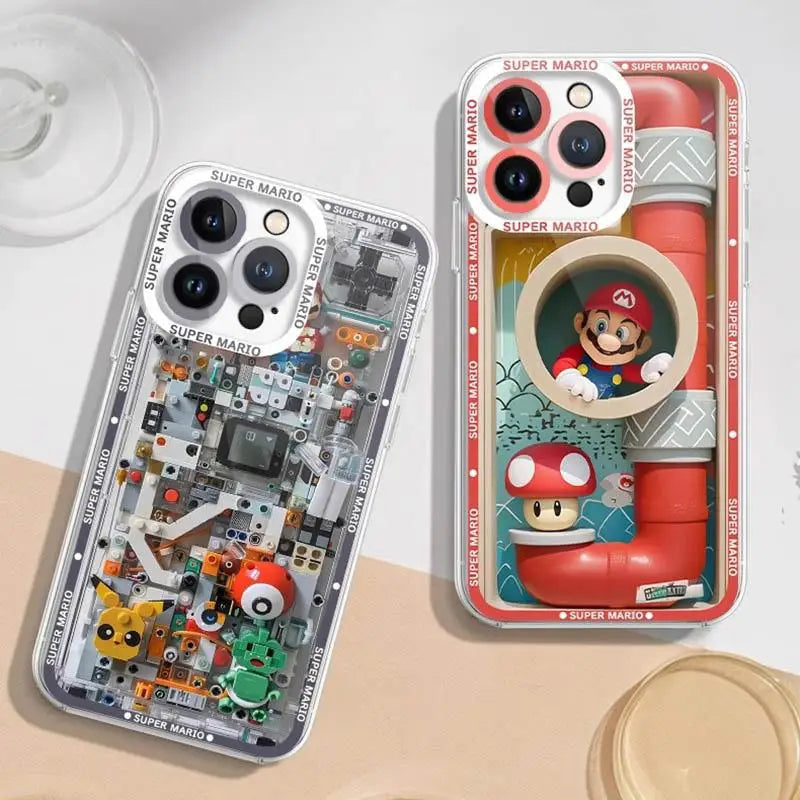 Super Mario Bros Game Case For Iphone 15 Pro Max 16 11 14 13 12 11 Plus Cover Silicone Transparent