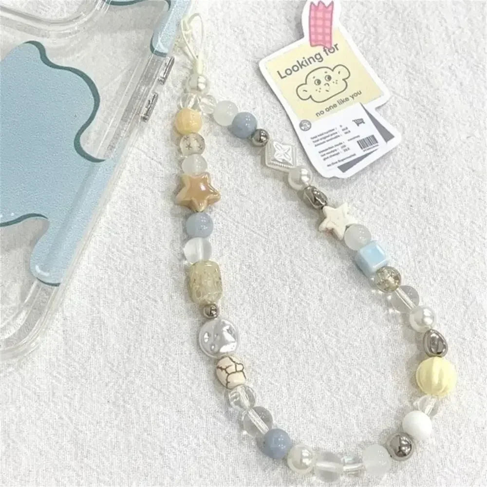 Beaded Phone Charm Strap – Handmade Star & Pearl Lanyard