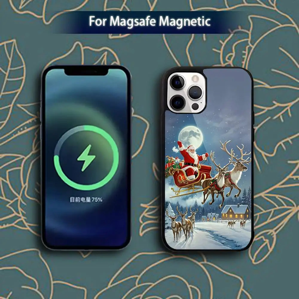 Christmas Santa Claus Phone Case for iPhone 11–17 Series | MagSafe Magnetic Wireless Charging Cover