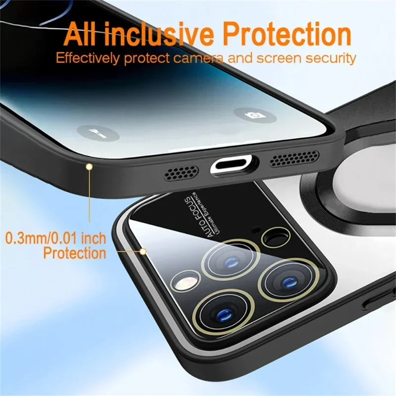 New Titanium Metallic Luxury Matte Case For iPhone 16 15 14 13 12 11 Pro Max Plus For Magsafe Glass Lens Camera Protection Cover