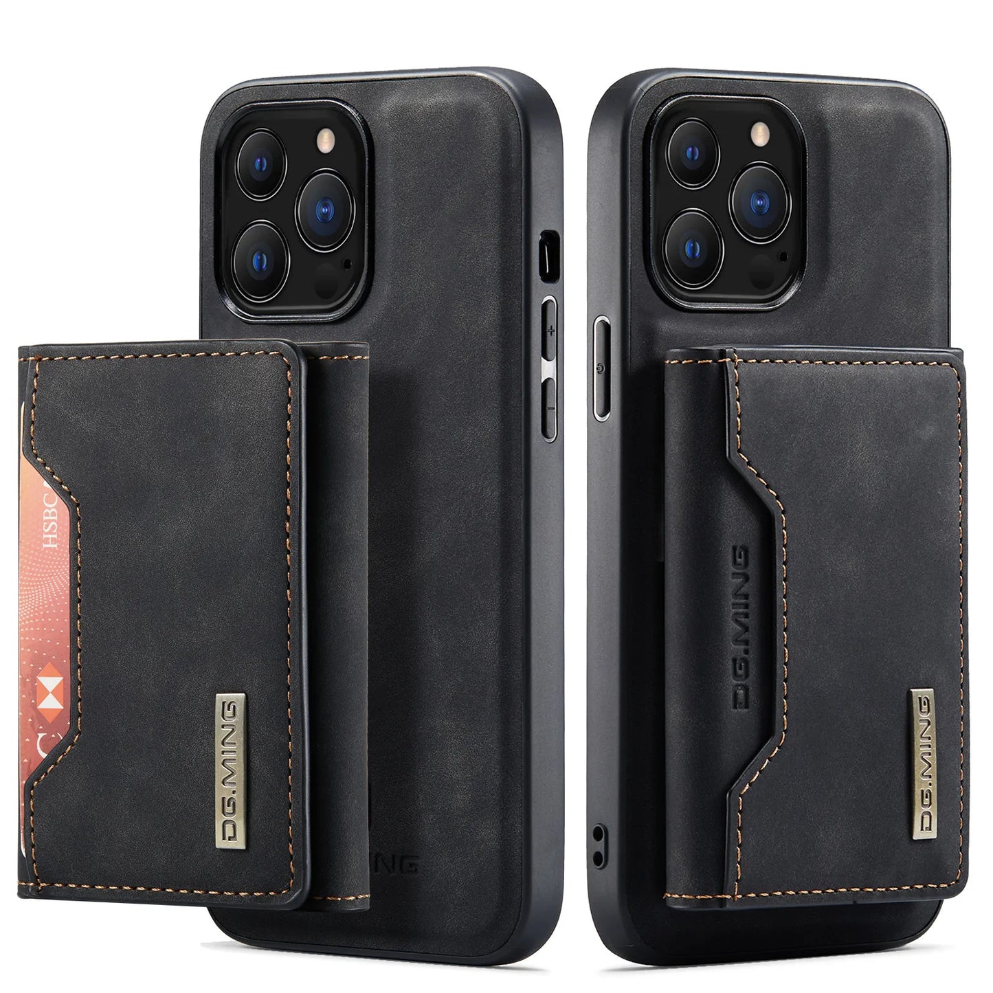 2 In 1 Detachable Magnetic Leather Case for IPhone 16 17 Pro Max 15 Wallet Cover Cards Holder Pocket