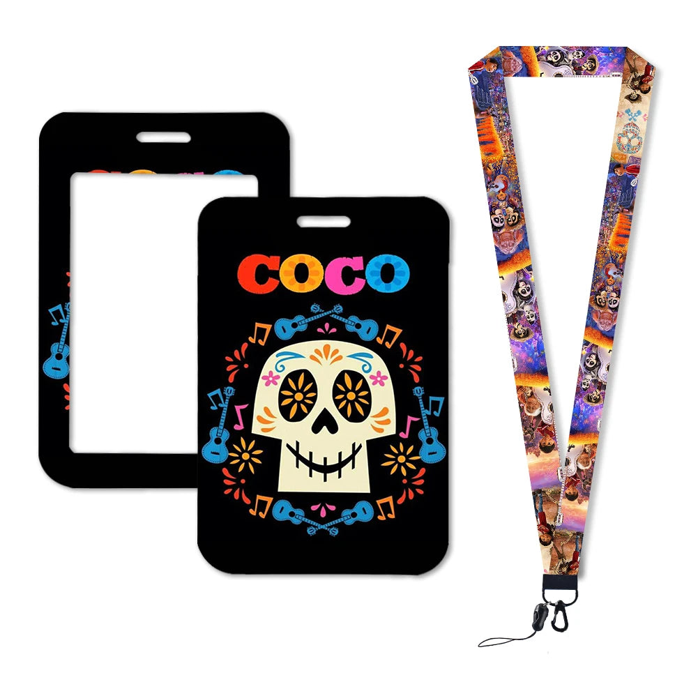 Disney Coco Card Holder with Retractable Clip & Neck Strap | Credit Card, ID Badge Holder, Keychain & Phone Lanyard Accessory